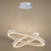 Yiosi Vera 2-tier nested crystal & alabaster chandelier with chrome finish — modern dining pendant