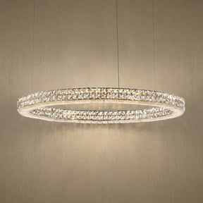 Yiosi Vera 31 inch crystal & alabaster ring chandelier with chrome finish — modern dining pendant