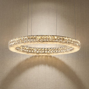 Yiosi Vera 24 inch crystal & alabaster ring chandelier with chrome finish — modern pendant