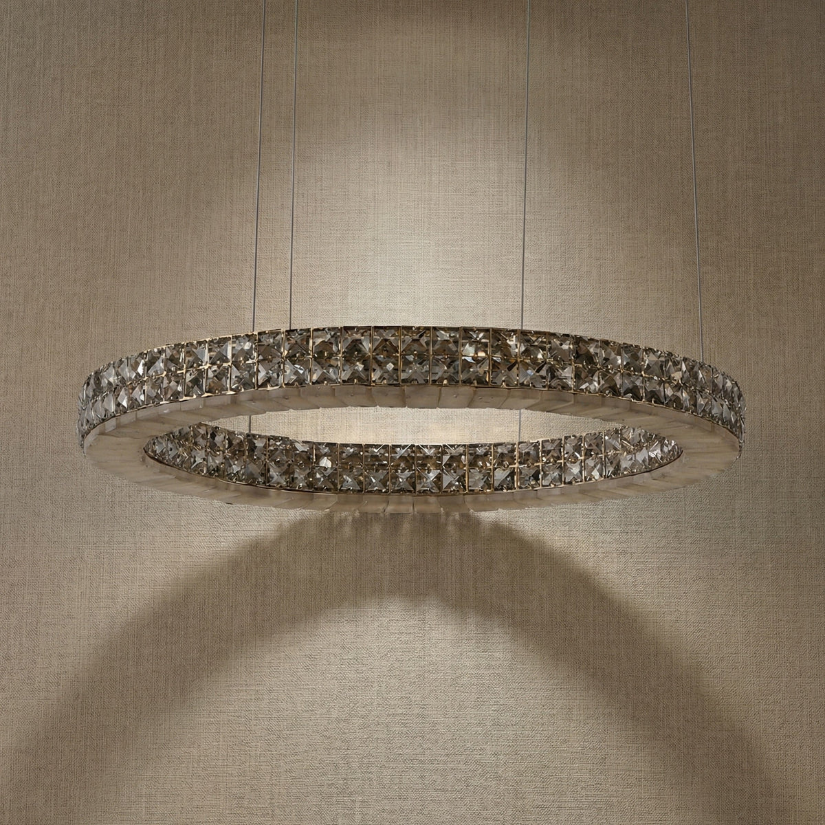 Yiosi Vera 24 inch crystal & alabaster ring chandelier in modern American interior