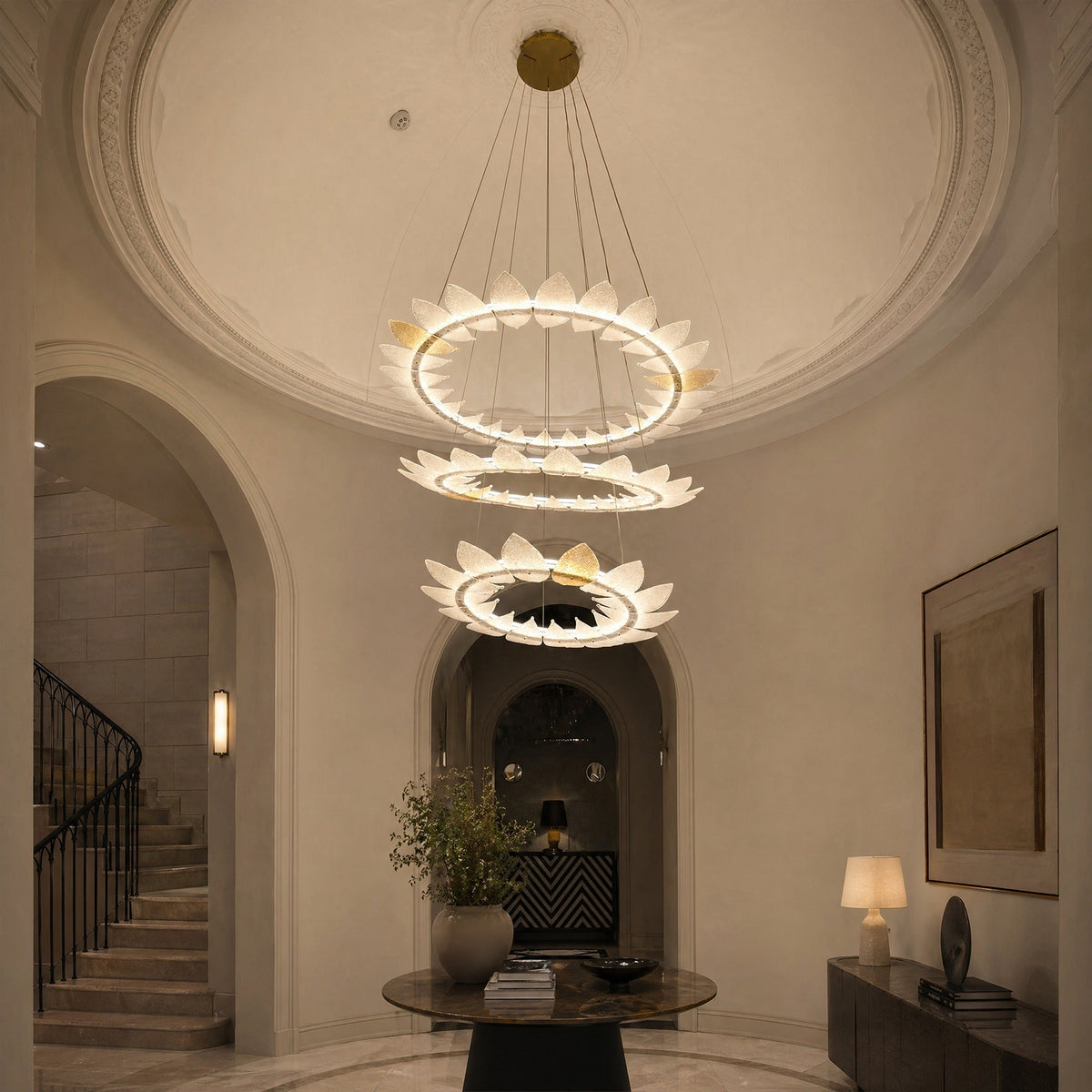 Foyer Large Chandelier in a dining room