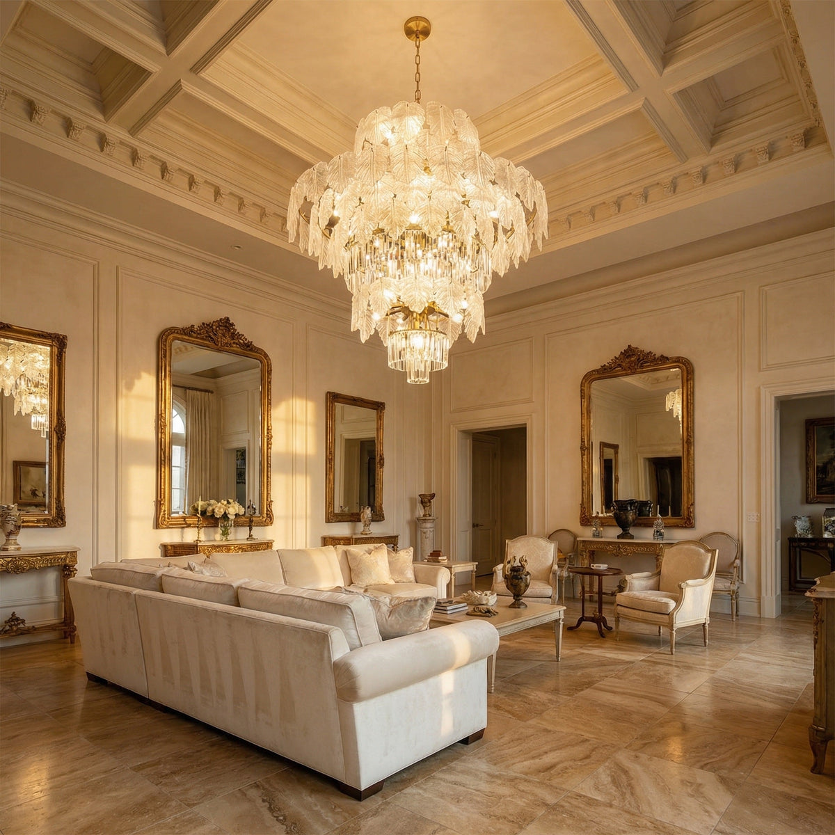 Contemporary Crystal Chandelier in champagne gold