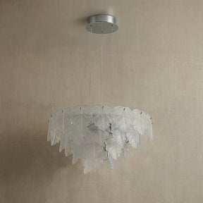 Blown Glass Chandelier in a dining room