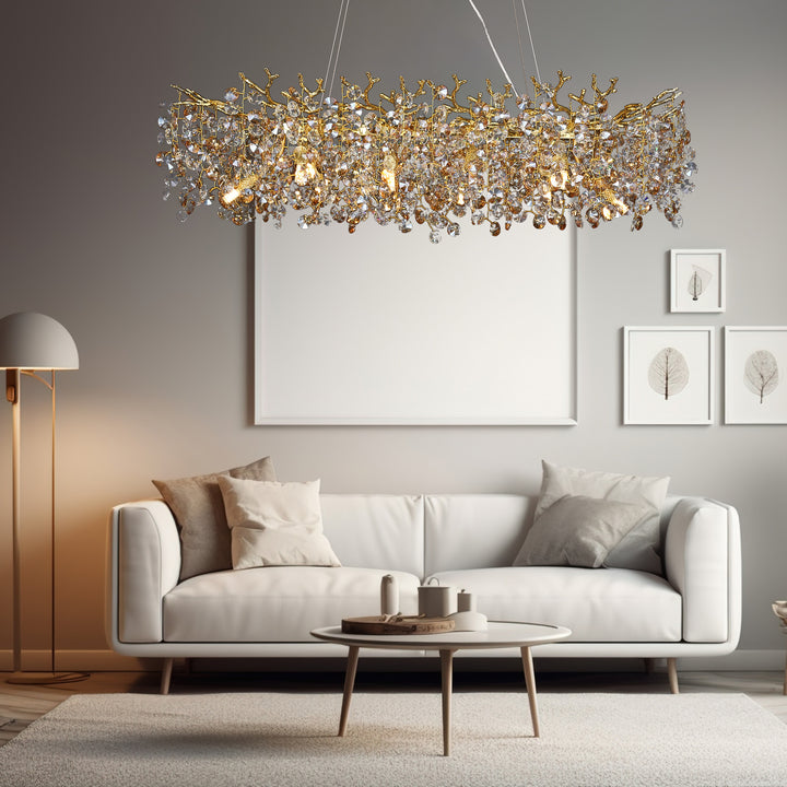 Natural Inspired Rectangular Crystal Branch Chandelier for Luxurious Décor