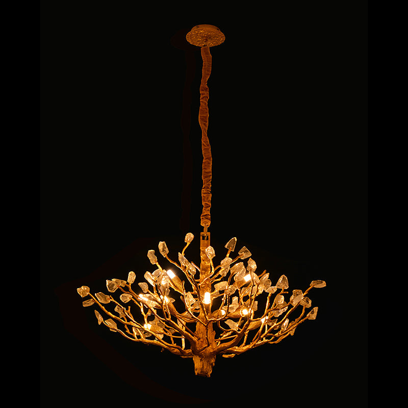 Tree-Shaped Chandelier with Rock Crystal Decorated
