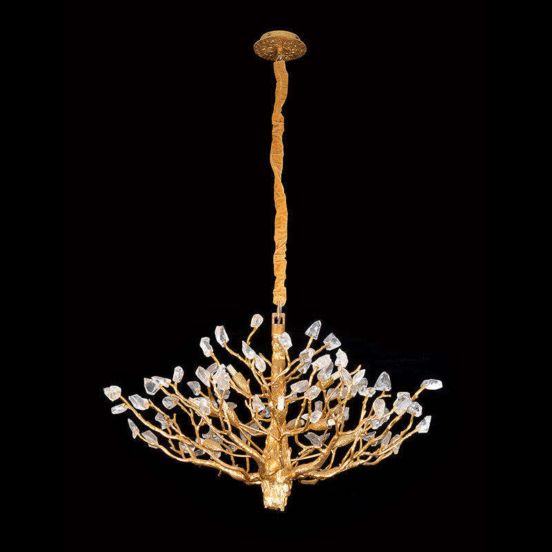 Tree-Shaped Chandelier with Rock Crystal Decorated