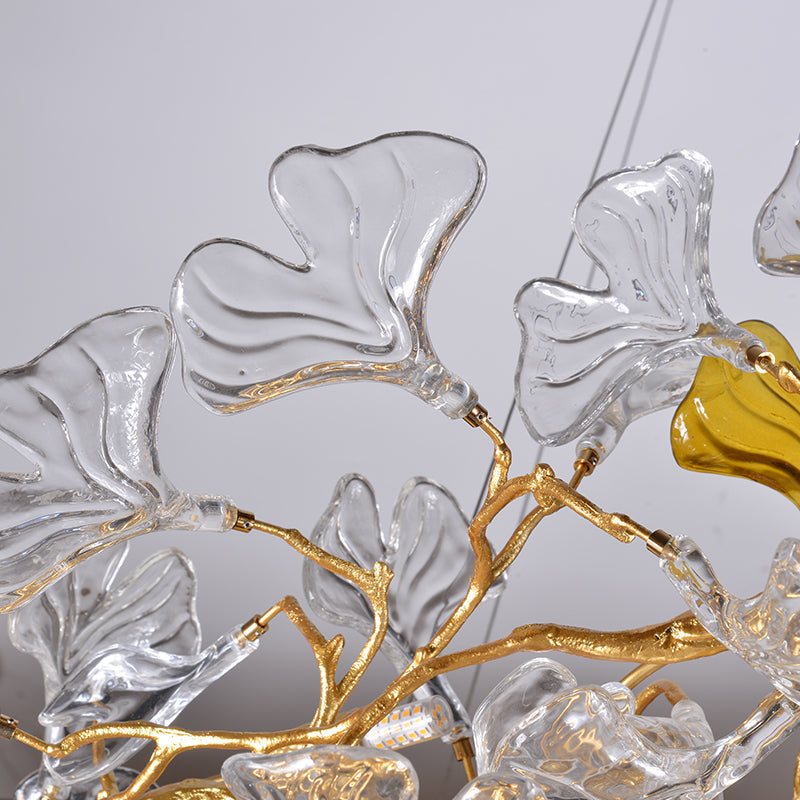 Artistic Glass Leaf Chandelier for Living Room