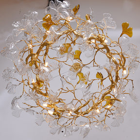 Artistic Glass Leaf Chandelier for Living Room