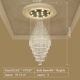 Large Foyer Crystal Chandelier Raindrop Crystal Flush Mount Ceiling Light Fixture For Entryway/ Staircase
