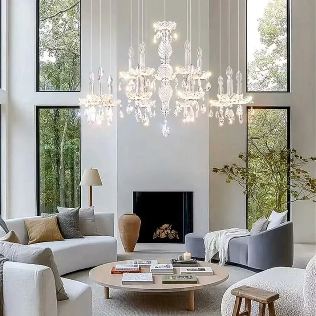 New French Romantic CanMLe Crystal Chandelier White Modern Art Creative Pendant Light For Living Room/Dining Room/Bedroom