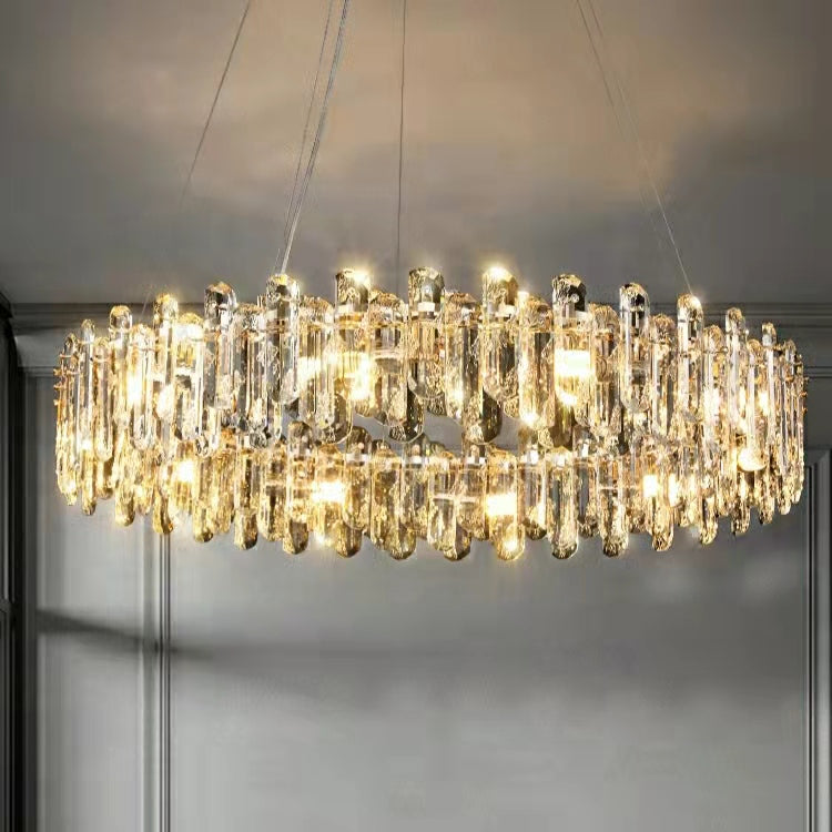 Shiny Crystal Chandelier For Living Room Ice Clear Ceiling Lamp for Dining / Bedroom Hallway Light