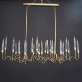 8141L Brass Glass  Chandelier