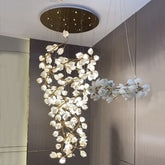 New Creative Spiral Pure White Magnolia Chandelier with Golden Branches for Staircase/High-ceiling Space/Foyer/ Duplex