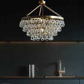 Large Modern Light Luxury Semi-Flushmount Glass Raindrop Chandelier for Dining Room / Living Room