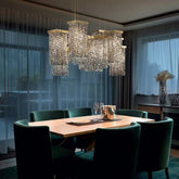 Post-Modern Light Luxury Rectangular Crystal Pendant Chandelier for Dining / Living Room / Kitchen Island