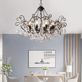 chandelier,chandeliers,light luxury,pendant,dining room,bedroom,canMLe,black iron,crystal