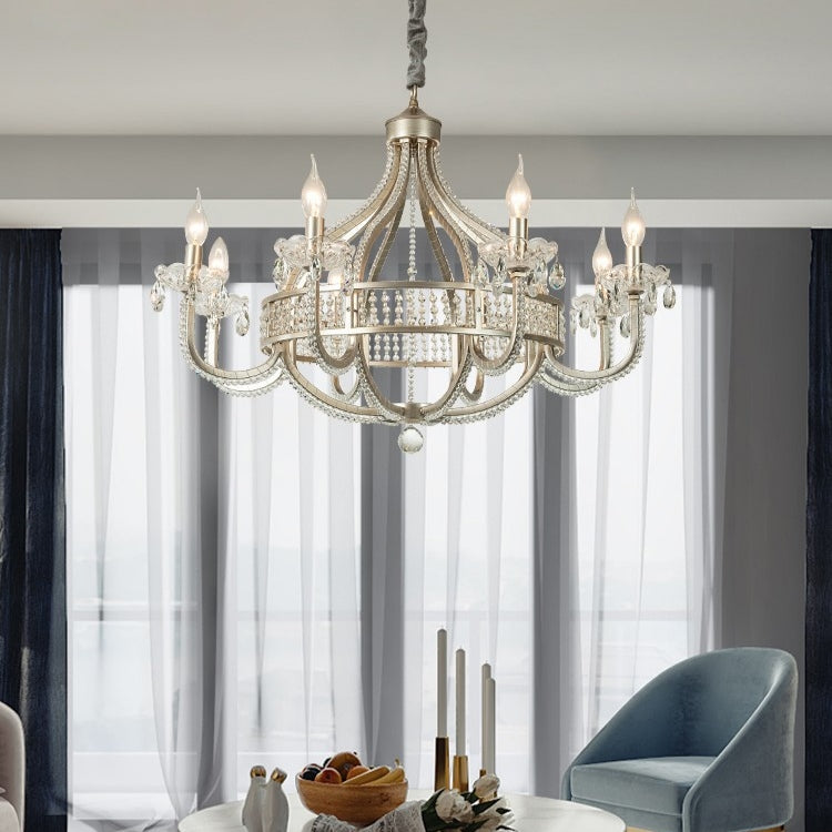 chandelier,chandeliers,canMLe,silver,iron,crystal,raindrop,living room,dining room
