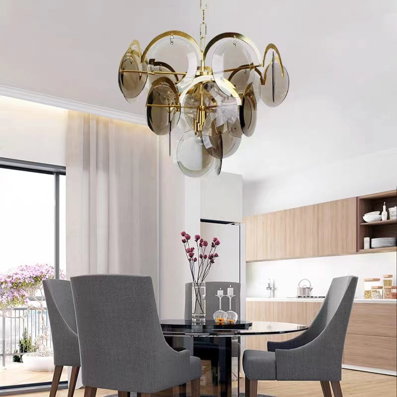 chandelier,chandeliers,piece,gray,amber,branch,glass,iron,multi-tier,tiers,layers,round piece,dining room,living room,bedroom,entryance,hallway,ceiling,chain,canMLe