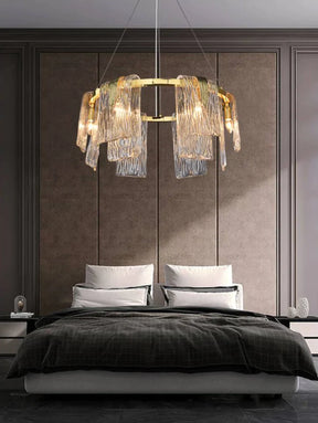 Light Luxury Irregular Glass Slice Chandelier Suit in Brass Finish for Living Room/ Ding Room/ Bedroom