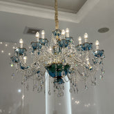 French Romantic Blue Crystal Designer Chandelier Modern Art CanMLe Branch Light Fixture For Bedroom/Living Room/Dining Room