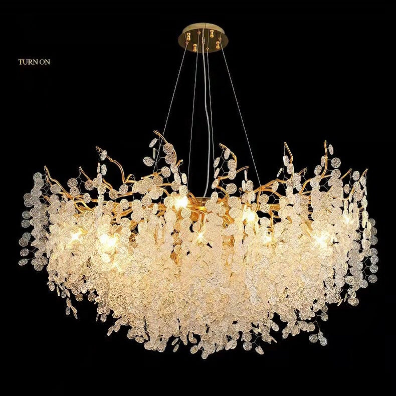 Luxury Branches Crystal Frosted Glass Chandelier Designs for Living /Dining Room Elegant Ceiling Light