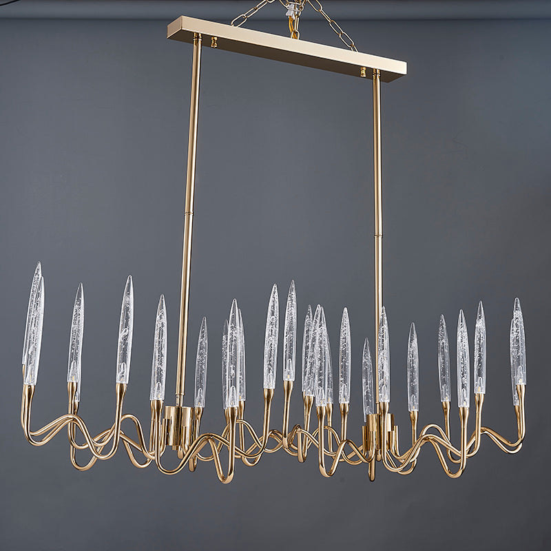 8141L Brass Glass  Chandelier