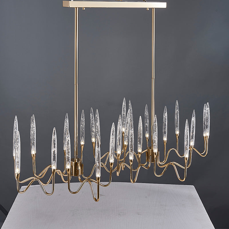 8141L Brass Glass  Chandelier