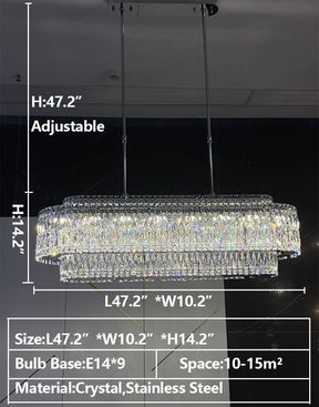 Stunning Modern Rectangle Ceiling Light Crystal Chandelier For Dining Table/Coffee Table/Living Room/Bedroom