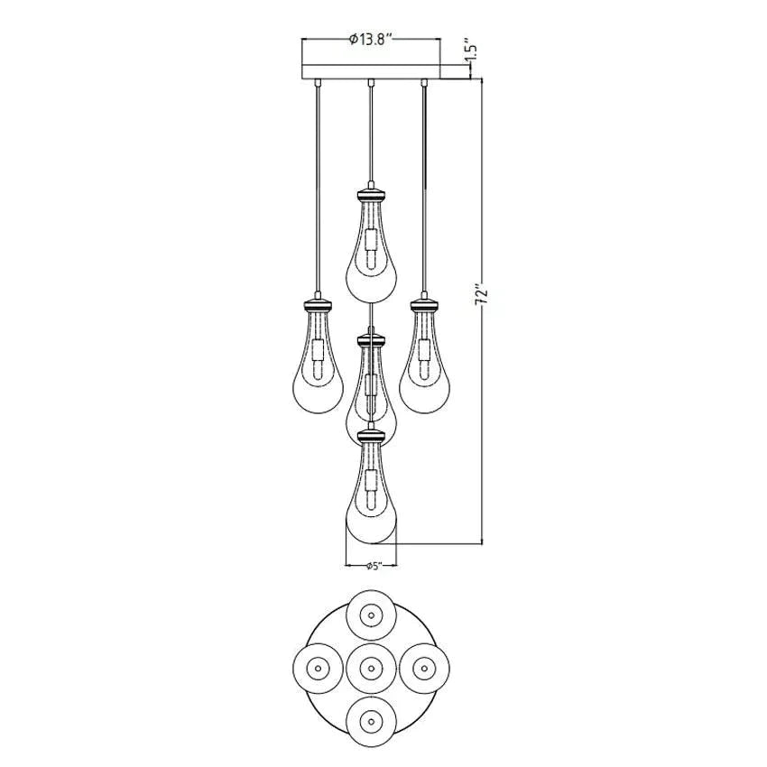 Raindrop Modern 5-light Cord Linear Chandelier Over Dining Table