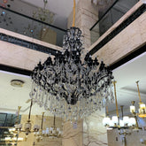 Extra Large Crystal CanMLe Chandelier in Black Finish for Living Room/Foyer/Staircase/Hotel