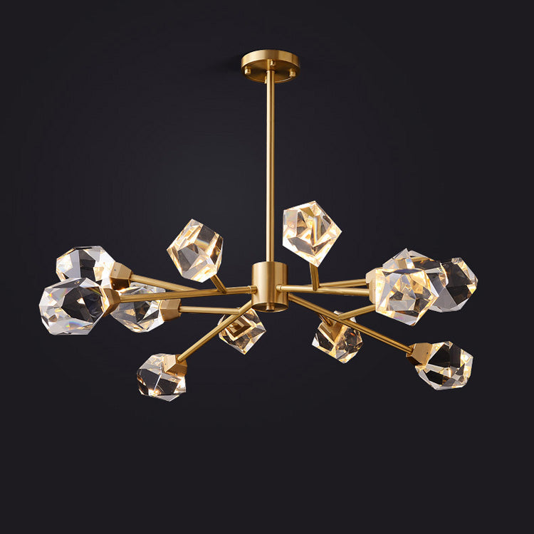 Masonry Faceted Crystal Prisms Chandelier