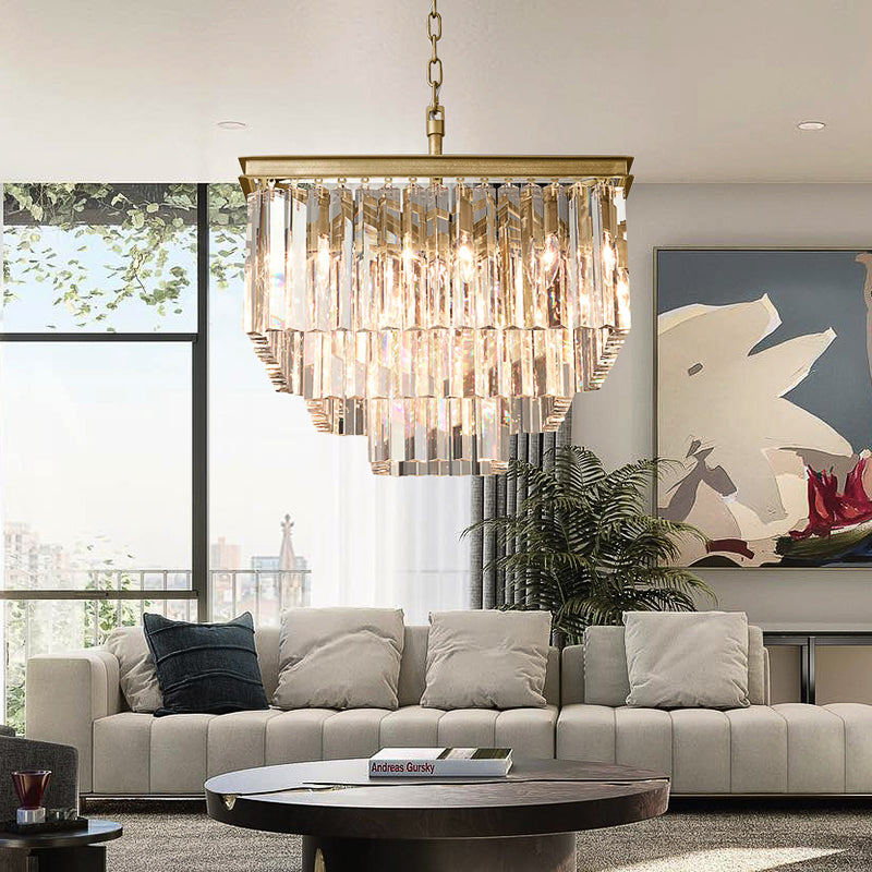 Odeon Crystal Multi-Layer Square Chandelier