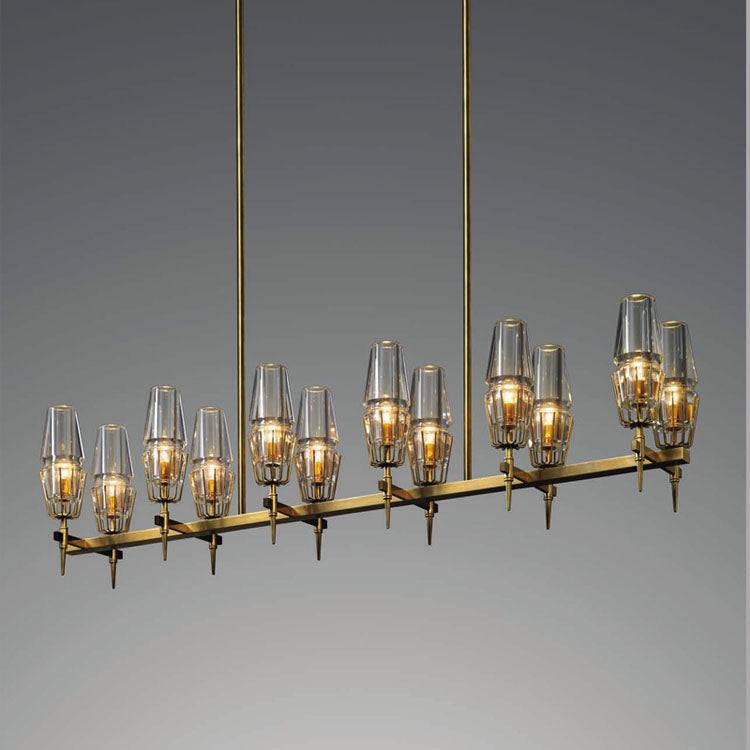 David Glass Round Chandelier Brass