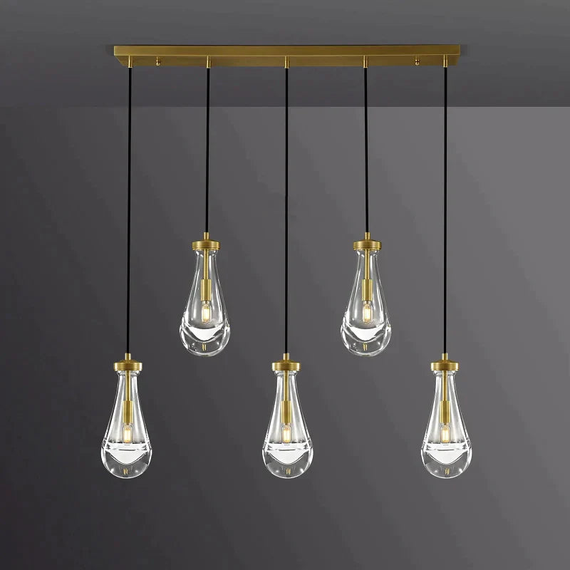 Raindrop Modern 5-light Cord Linear Chandelier Over Dining Table