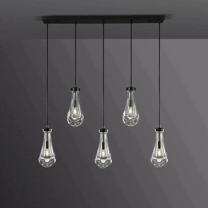 Raindrops Modern Glass Linear Chandelier 36'' 5-light( Rod)