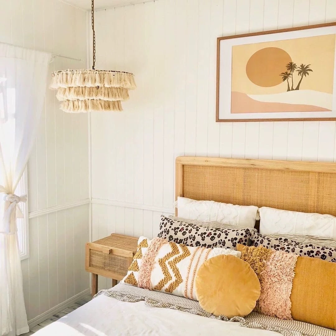Boho Style Aesthetic Scandinavian Handcraft Linen Cotton Tassel Romantic Artistic Chandelier for Living Room Bedroom Recommended by Designer