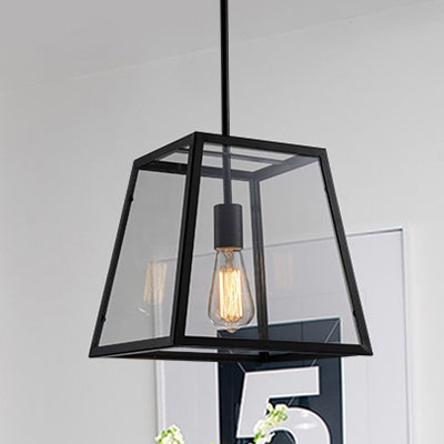 Modern Black Cage Style Glass Lamp Shade Pendant Light Farmhouse 1/ 3/ 4 Lights Chandelier For Long Dining Room Table