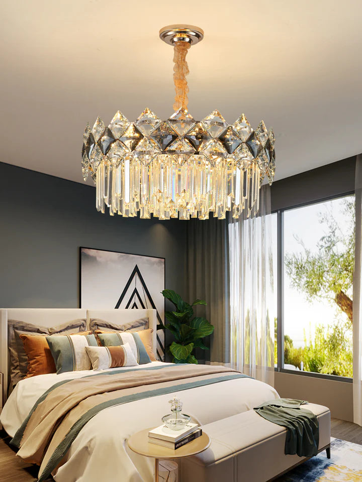Modern Luxury Tiered Transparent Crystal Chandelier Suit for Living/Dining Room/Bedroom