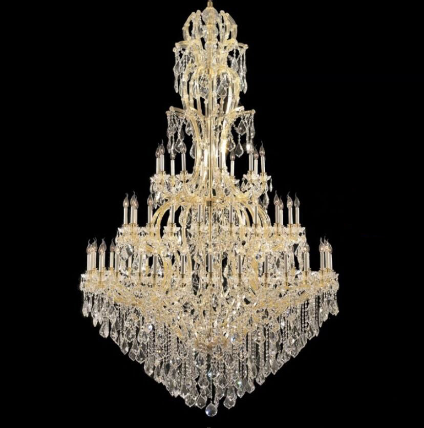 Oversized Luxury Traditional Gold/Chrome CanMLe Branch Crystal Chandelier for 2-story/Duplex Buildings