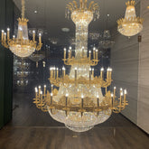 Luxury Empire CanMLe Crystal Multi-tiered Chandelier in Gold Finish for Foyer/Living Room/Staircase/Villa