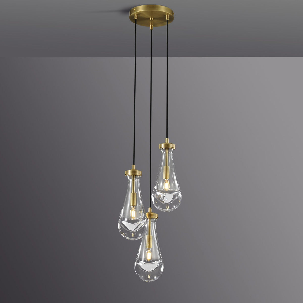 Raindrop round chandelier 8"(cord) 3-Light