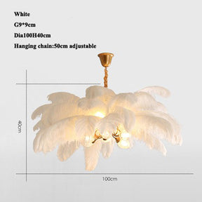 Elva Brass Palm Tree Feather Chandelier