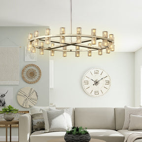 Anchon Crystal Cup Round Chandelier 36", K9 Crystal Chandeliers for Living Room