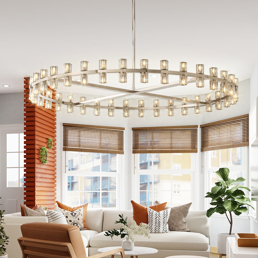 Anchon Crystal Cup Round Chandelier 60", Decoration Chandelier Modern for Living Room
