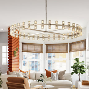 Anchon Crystal Cup Round Chandelier 60", Decoration Chandelier Modern for Living Room