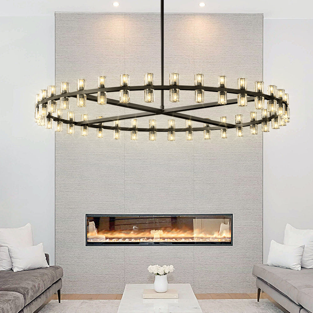 Anchon Crystal Cup Round Chandelier 60", Decoration Chandelier Modern for Living Room