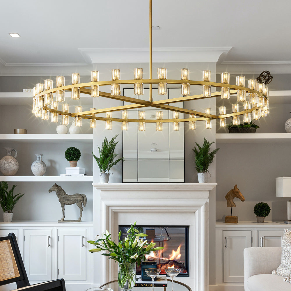 Anchon Crystal Cup Round Chandelier 60", Decoration Chandelier Modern for Living Room