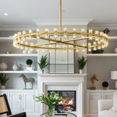 Anchon Crystal Cup Round Chandelier 60", Decoration Chandelier Modern for Living Room