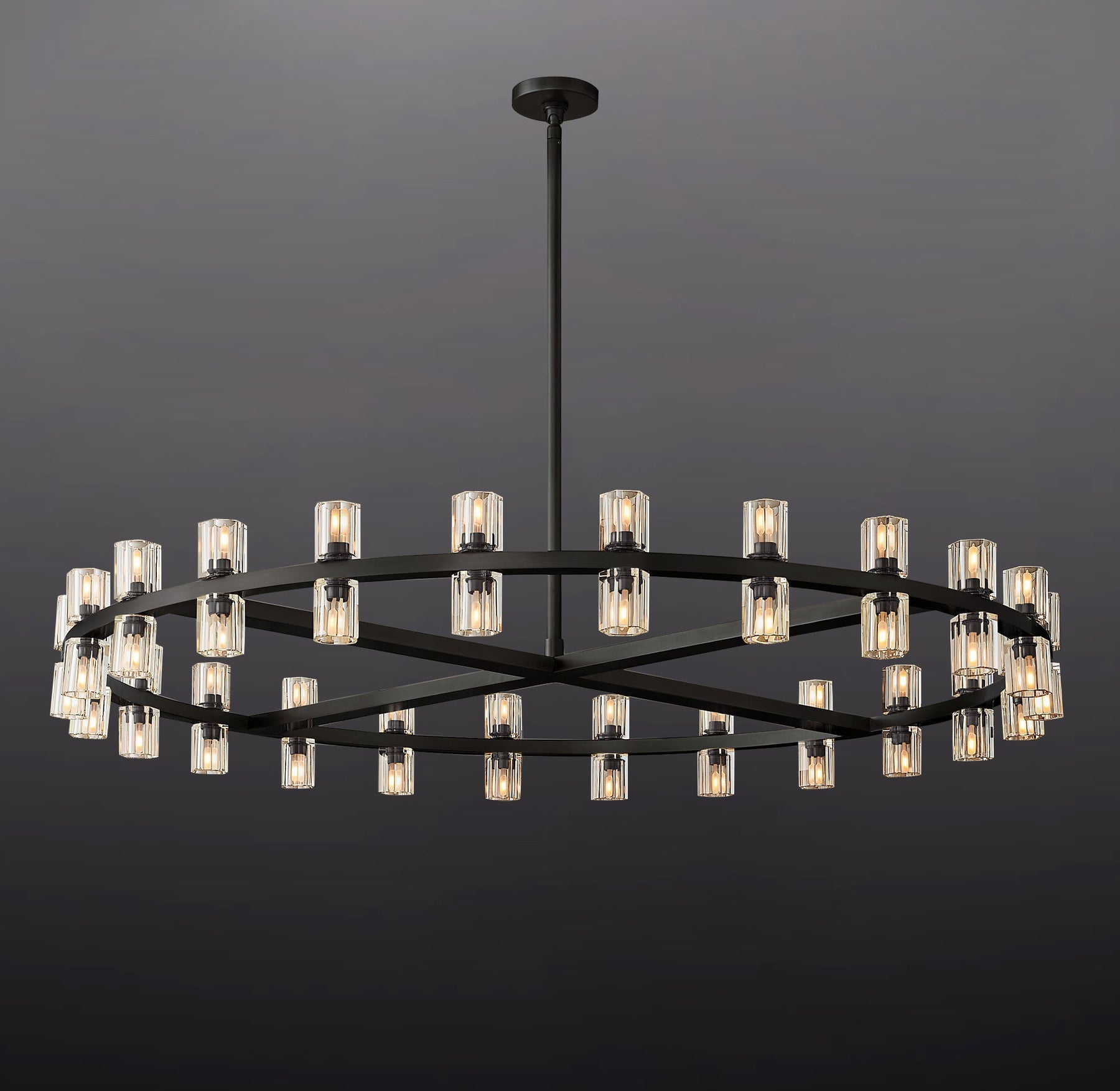 Anchon Crystal Shades Round Chandelier 48", Decorative Modern Chandeliers