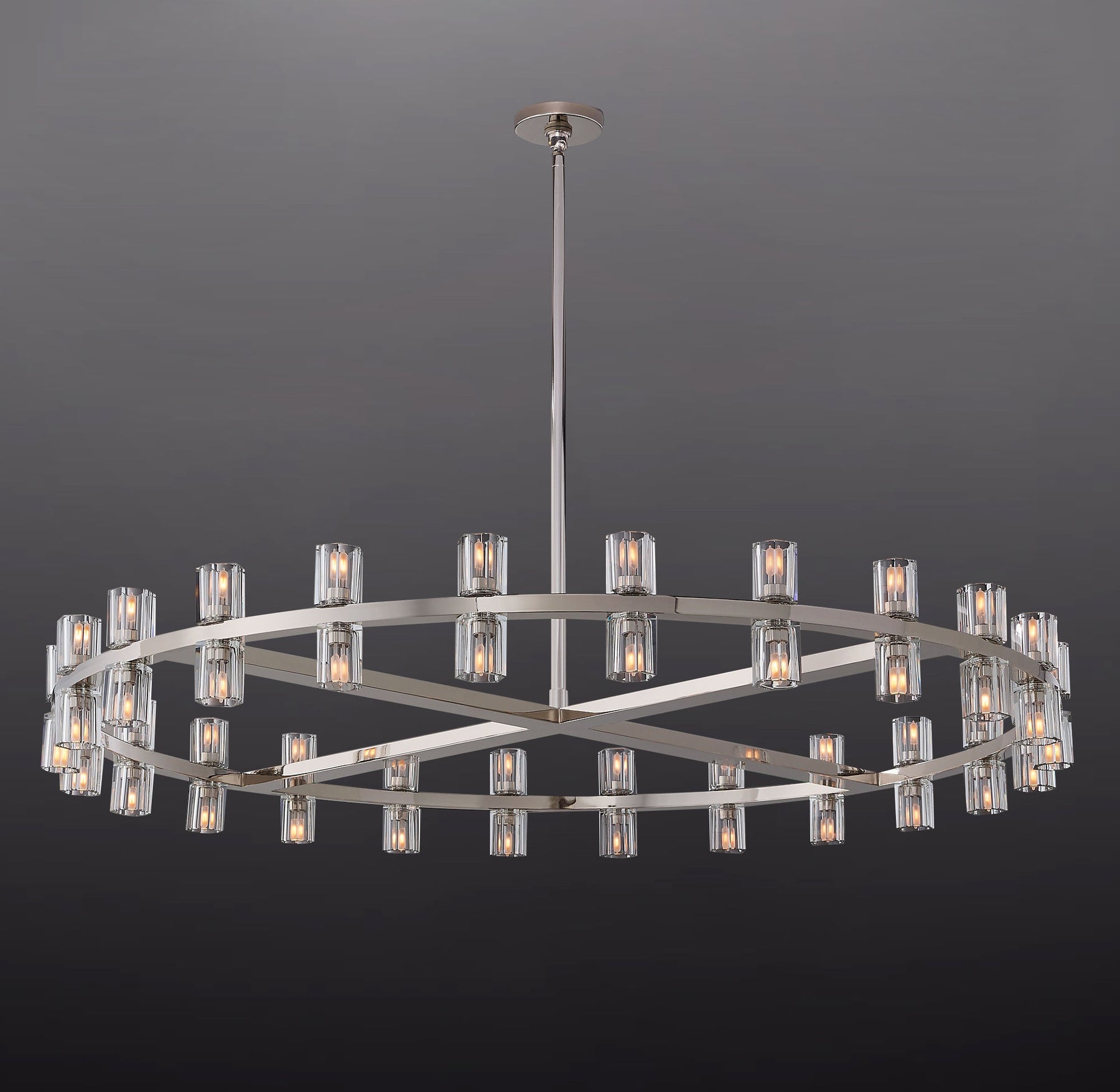 Anchon Crystal Shades Round Chandelier 48", Decorative Modern Chandeliers